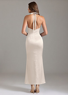 Azazie Valerie Bridesmaid Dresses White Alabaster Mermaid Pleated Stretch Satin Dress image2