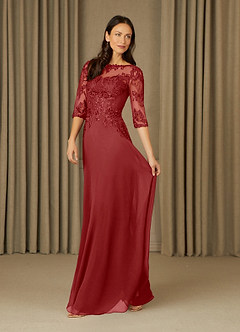 Azazie Dorella Mother of the Bride Dresses Rust A-Line Lace Chiffon Dress image3