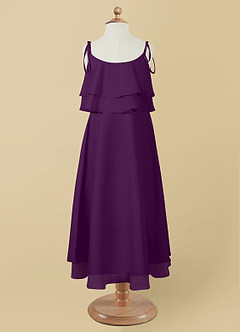 Azazie Temi Jurken voor bloemenmeisjes A-Lijn Jurk van Chiffon Spaghetti Bandje Druif image10