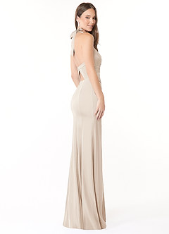 Azazie Emeria Bridesmaid Dresses White Alabaster Mermaid Pleated Stretch Satin Dress image10