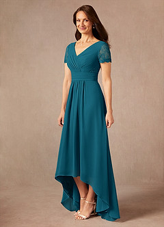 Azazie Polly Final Sale Agave A-Line Lace Chiffon Dress image6