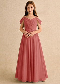 Azazie Chelo Junior Formal Flower Girl Klänningar Klä A-Linje i Chiffong Plisserad image4