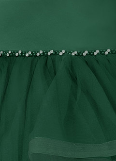 Azazie Sofia vestidos de niña de las flores Vestido de Verde Oscuro de Tul de Corte En A con Perla image4