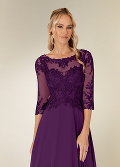 Azazie Monza Abiti per la Madre della Sposa Abito A-Line in Chiffon Pizzo Uva image5
