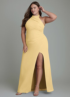 Azazie Jemma Brautjungfernkleider Etui Plissee Chiffon Kleid Butter image9