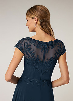 Azazie Shonda Mother of the Bride Dresses Dark Navy Lace Chiffon Dress image7
