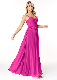 Azazie Lisbon Final Sale Fuchsia A-Line Sweetheart Neckline Chiffon Dress image1