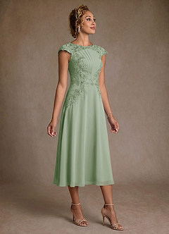 Azazie Crista Klänningar till brudens mor Klä A-Line i Chiffong Spets Dusty Sage image3