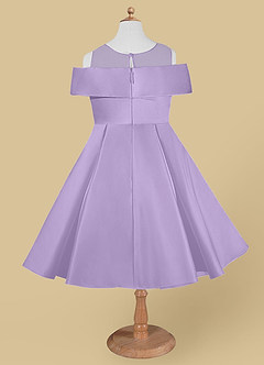 Azazie Shirin Flower Girl Dresses Lilac A-Line Off the Shoulder Matte Satin Dress image6