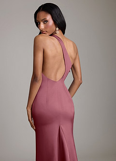 Azazie Voni Abiti da Damigella Abito Sirena in Raso Elasticizzato Monospalla Rosa Del Deserto image4