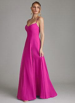 Azazie Imani Bridesmaid Dresses Fuchsia A-Line Sweetheart Neckline Chiffon Dress image5