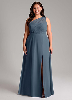 Azazie Phaedra Bridesmaid Dresses Neptune A-Line One Shoulder Chiffon Dress image7