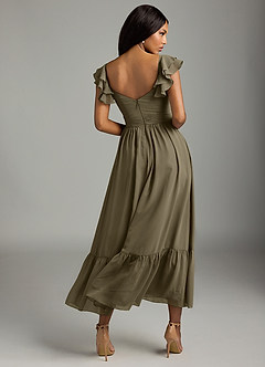 Azazie Anaya Bridesmaid Dresses Willow Green A-Line Pleated Chiffon Dress image5