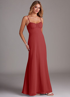 Azazie Breonna Final Sale Rust A-Line Sweetheart Neckline Chiffon Dress image4