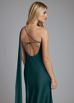 Azazie Loreen Vente Finale Robe Sirène en Satin extensible Une épaule Sky Blue image3