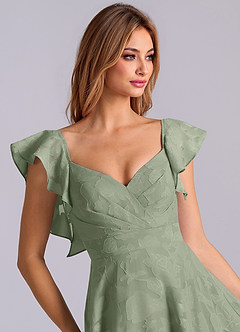 Azazie Leilani Robes de demoiselle d'honneur Robe Trapèze en Blumen-Burnout Encolure en Forme de Cœur Agave image7