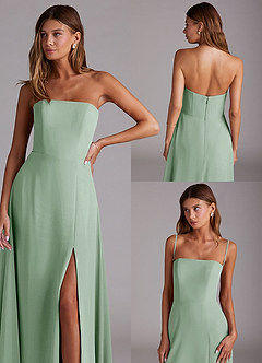 Azazie Wren Bridesmaid Dresses Agave A-Line Side Slit Chiffon Convertible Dress image9