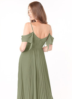 Azazie Lyney At-home Try On Dresses Dusk A-Line Off the Shoulder Chiffon Dress image5