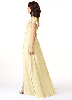 Azazie Omari Bridesmaid Dresses Lemon Sorbet A-Line Chiffon Dress image3