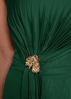 Azazie Dinanta Mother of the Bride Dresses Dark Green Column Pleated Chiffon Dress image8