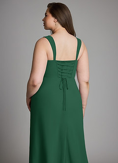 Azazie Agustina Robes de demoiselle d'honneur Robe Sirène en Mousseline de soie Corset Vert Foncé image14