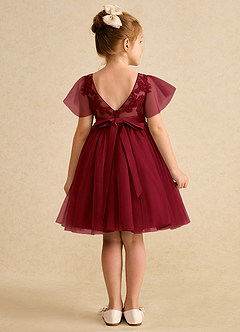 Azazie Queenie Flower Girl Dresses Burgundy A-Line Lace Dress image2