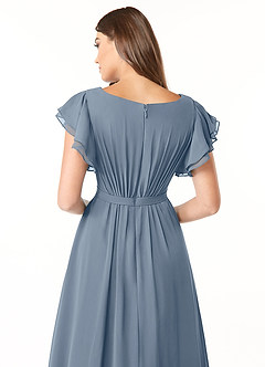 Azazie Daphne Modest Bridesmaid Dresses A-Line Ruffled Chiffon Floor-Length Dress image5