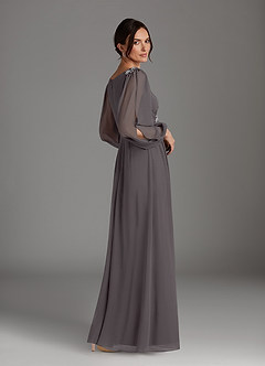 Azazie Gypsy Mother of the Bride Dresses Steel Grey A-Line V-Neck Sequins Chiffon Dress image2