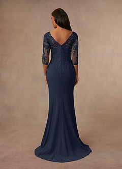 Azazie Fanny Mother of the Bride Dresses Dark Navy Mermaid Lace Dress image3