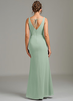 Azazie Leticia Bridesmaid Dresses Agave Sheath Pleated Chiffon Dress image2