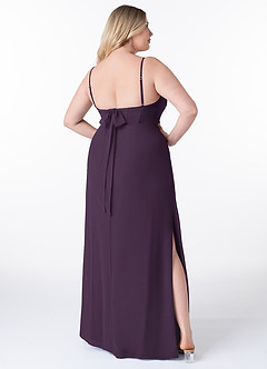 Azazie Mai Brautjungfernkleider Etui Plissee Chiffon Kleid Pflaume image9