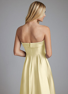 Azazie Lucienne Bridesmaid Dresses Lemon Sorbet A-Line Strapless Stretch Satin Convertible Dress image6