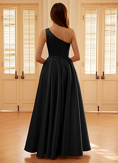 Millie Schwarz A-Linien-Abendkleid aus Satin image2