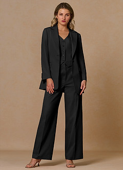 front Margaret Black Cotton Linen Blend 2-Piece Suit