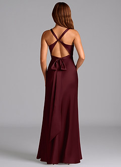 Azazie Hati Bridesmaid Dresses Cabernet Mermaid Stretch Satin Dress image7