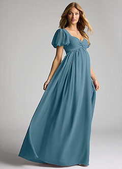 Azazie Madisynn Maternity Bridesmaid Dresses Bow Chiffon Floor-Length Dress image4