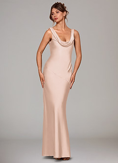 Azazie Rylina Bridesmaid Dresses Blushing Pink Mermaid Stretch Satin Dress image3