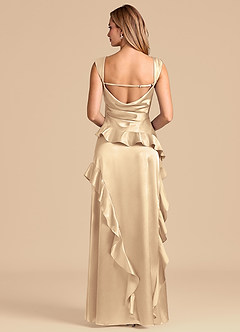 Azazie Sloane Bridesmaid Dresses Gold A-Line Sweetheart Neckline Metallic Satin Dress image6