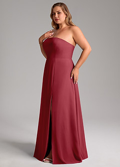 Azazie Wren Bridesmaid Dresses Pomegranate A-Line Side Slit Chiffon Convertible Dress image13