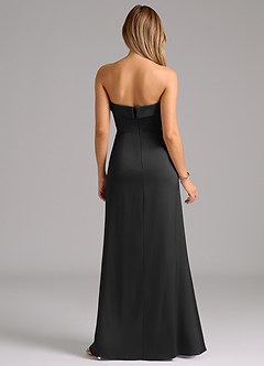 Azazie Aretha Bridesmaid Dresses Black A-Line Strapless Stretch Satin Convertible Dress image7
