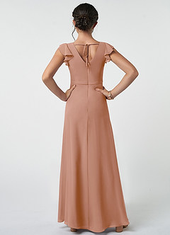 Azazie Claudine Junior Champagne Rose A-Line Pleated Chiffon Dress image2