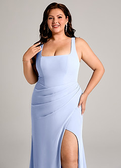 Azazie Mero Vestidos de damas de honor Vestido de Hielo de Gasa de Corte Recto con Plisado image14