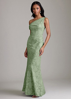 Azazie Emerson Robes de demoiselle d'honneur Robe Sirène en Blumen-Burnout Épaule décolletée Vert Sauge image5