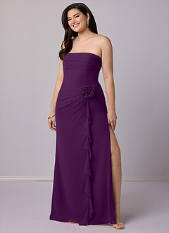 Barbie ♥ Azazie Bridesmaid Dresses Grape Sheath Strapless Chiffon Convertible Dress image10