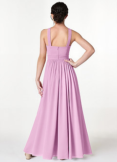 Azazie Jiya Junior Candy Pink A-Line Pleated Mesh Dress image2