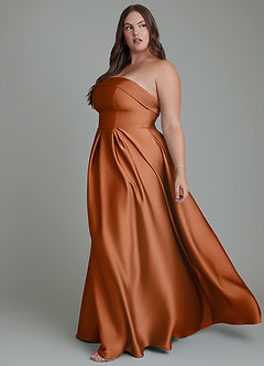 Azazie Lucienne Bridesmaid Dresses Copper A-Line Strapless Stretch Satin Convertible Dress image12