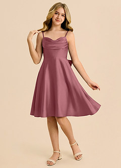 Azazie Bear Junior Desert Rose A-Line Sweetheart Neckline Stretch Satin Dress image3