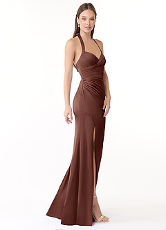 Azazie Emeria Robes de demoiselle d'honneur Robe Sirène en Satin extensible Plissée Expresso image7