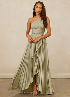 Christian Siriano Bridal for Azazie 1008 Bridesmaid Dresses Moss Green A-Line One Shoulder Stretch Satin Dress image5