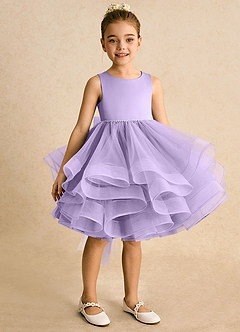 Azazie Tinie Abiti da Ragazza di Fiori Abito Principessa in Tulle Fiocco Lilla image2